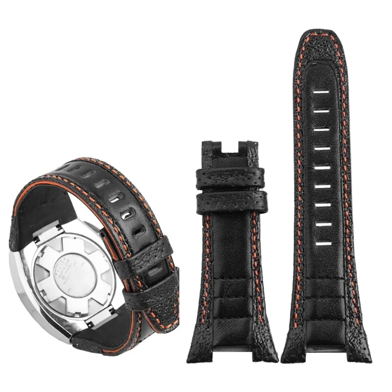 Genuine Leather Watch Bracelet For Seiko Watch Sportura Series SNAD23J2 SNAE07 14mm Cowhide Watchband Specialized Notch Strap