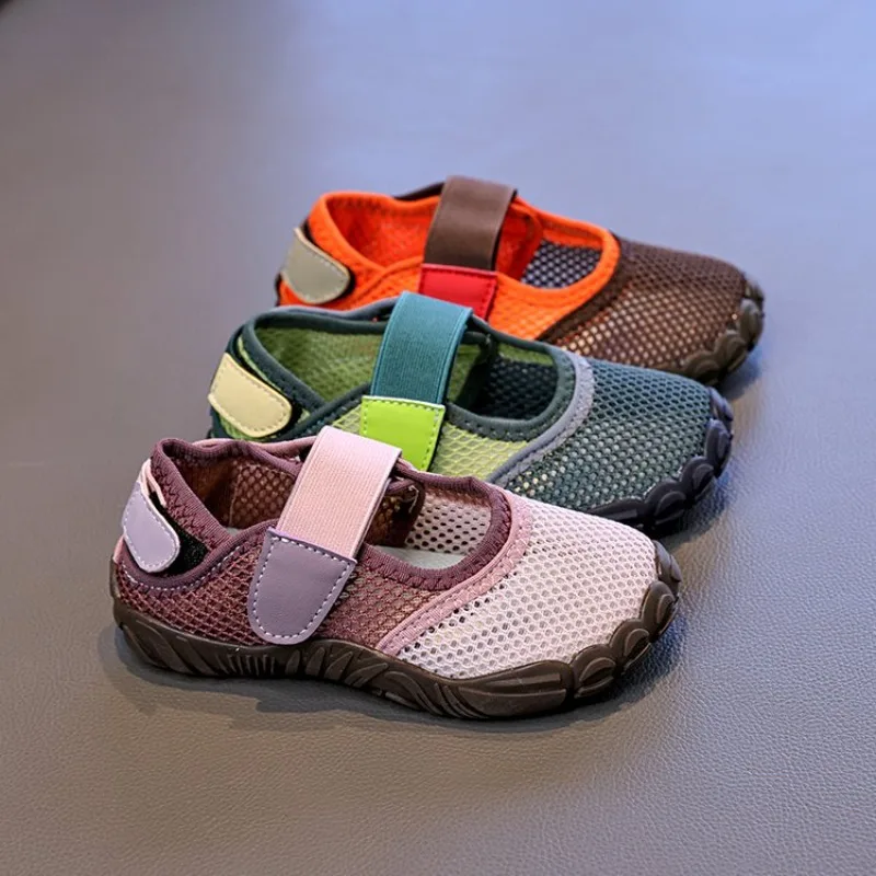 Summer Kids Mesh Breathable Sneakers Colorful Barefoot Children Trainers Anti-slip Unisex Sporty Boys Girls Casual Shoe 23-36