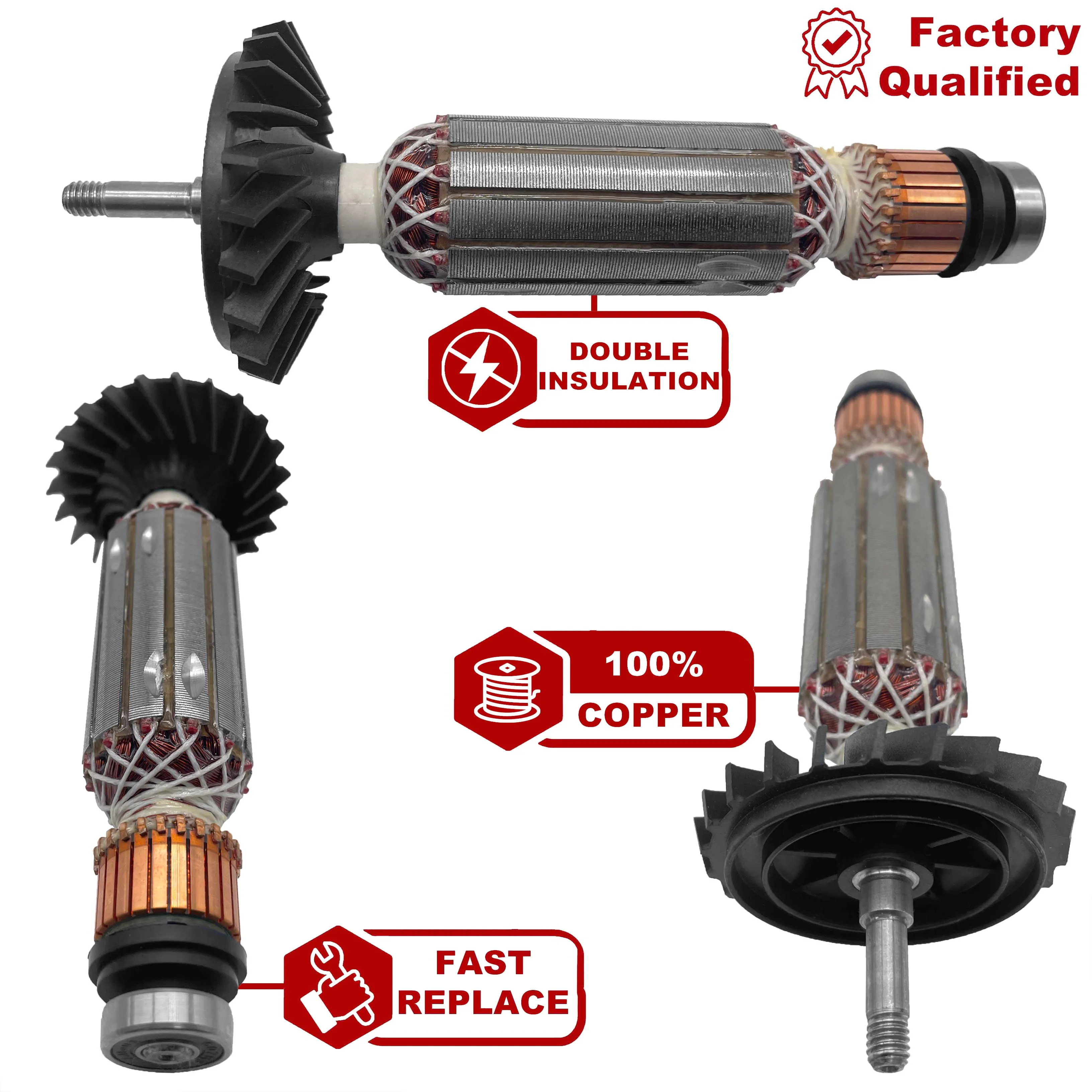 AC220V-240V Armature Rotor Anchor Replacement for BOSCH Angle Grinder GWS900-100 GWS900-125 GWS9-115 GWS9-125
