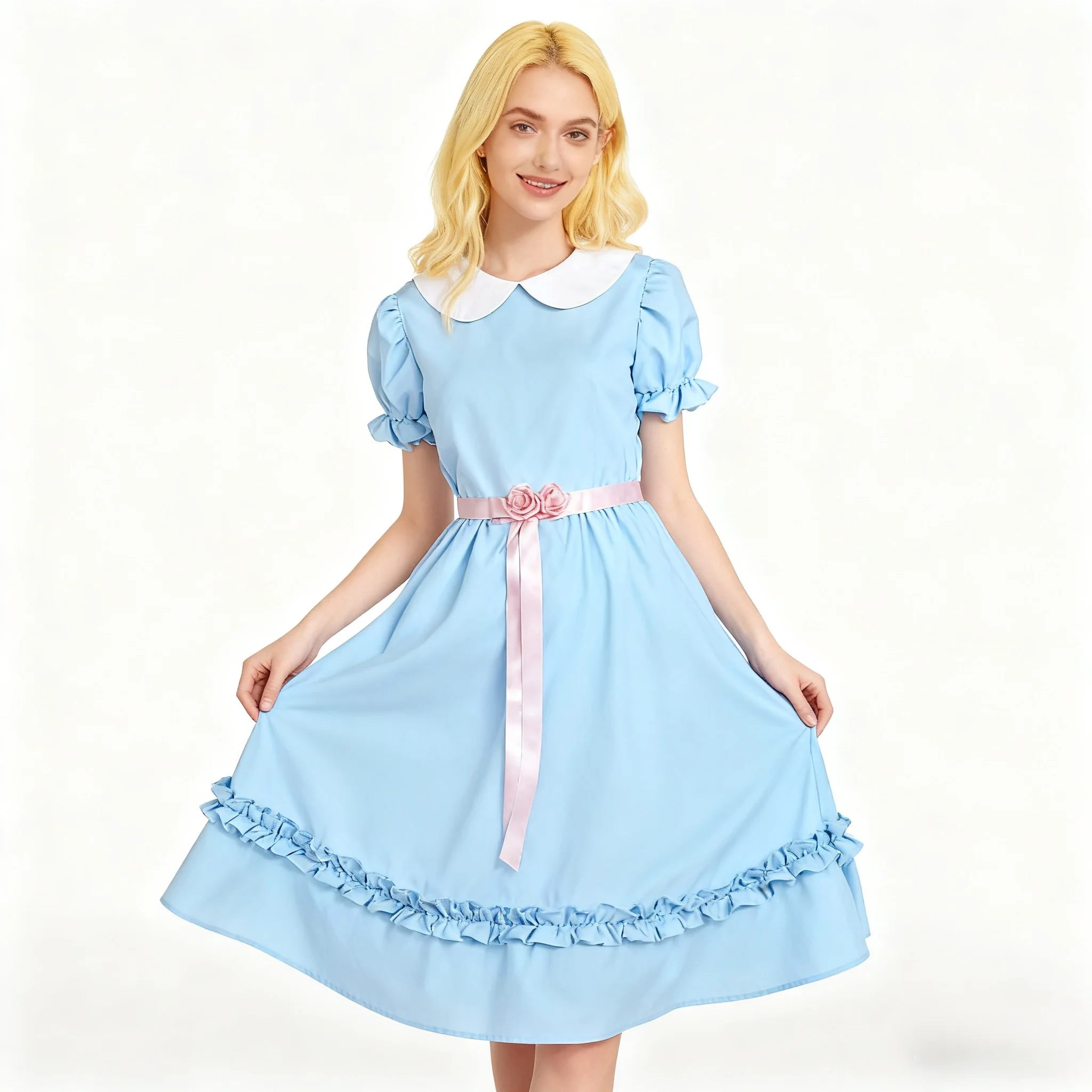 

Classic Horror Movie The Twin Girls Cosplay Costume Sparkling Twosome Girl Outfit Stage Performance for Hallowmas Party.