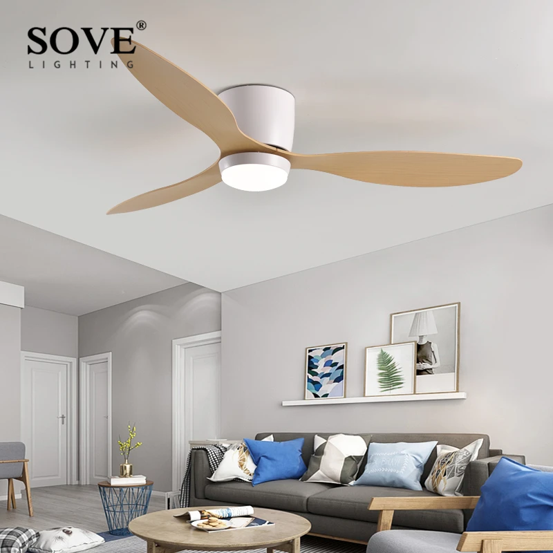 SOVE Modern Ceiling Fan With Light,42 Inch/52 Inch Low Profile Ceiling Fan with remote control, For Indoor and Covered Outdoor