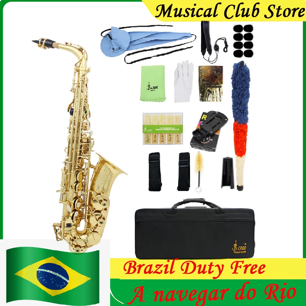 

SLADE Professional Gold Alto Eb Tune Saxophone Model E Flat Sax Brass Body Carved with Reeds Case Mouthpiece Accessories Set