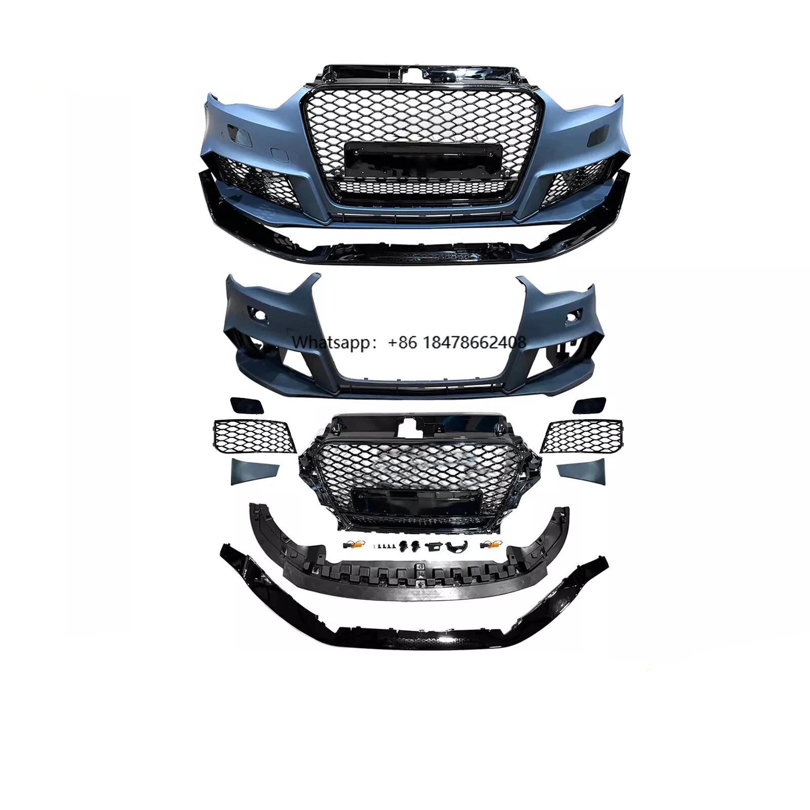 

Fast Shipping RS3 Style Car Front Bumper With Grille for A3 S3 8v 2013 2014 2015 2016 Front Bumper Body Kit With Front Lip