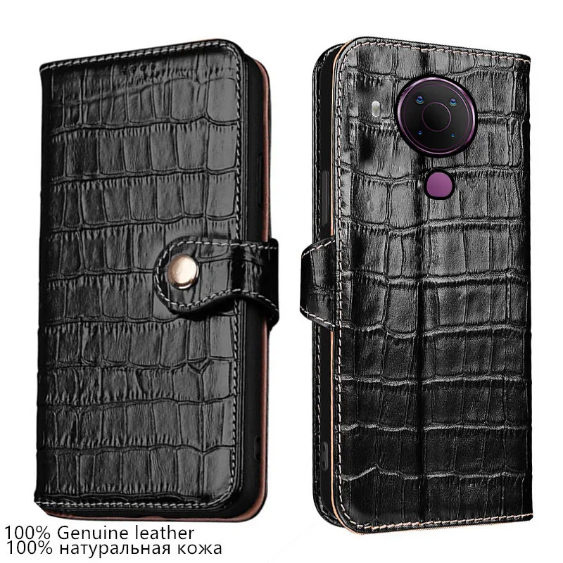 

Genuine Leather Crocodile texture card Slot wallet Phone Cover For Nokia 7.2 6.2 5.4 5.3 1.4 X30 Flip shockproof phone Case