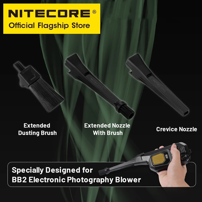 NITECORE NIA004 NIA003 NIA002 Multipurpose Cleaning Kit Extended Dusting Brush Crevice Nozzle for BB2 Electric Camera Air Blower