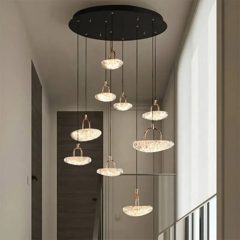 

Staircase Hotel Villa Lobby Living Room Chandeliers Modern Acrylic Pendant Lights for Room Decor Luminaires Fixture