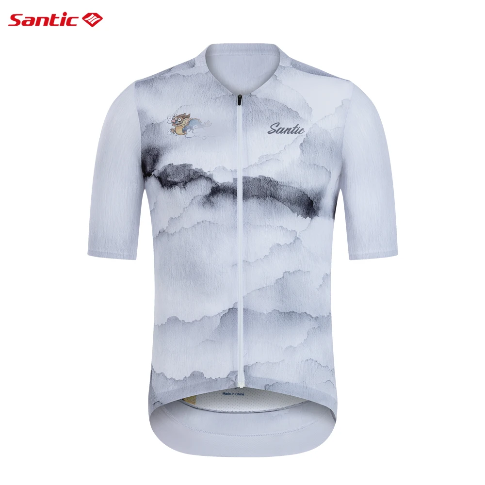 Santic Cycling Jerseys Men\'s Summer Cycling Short Sleeve Top Road Bicycle Cycling Jerseys Sun Protection Breathable Quick Dry