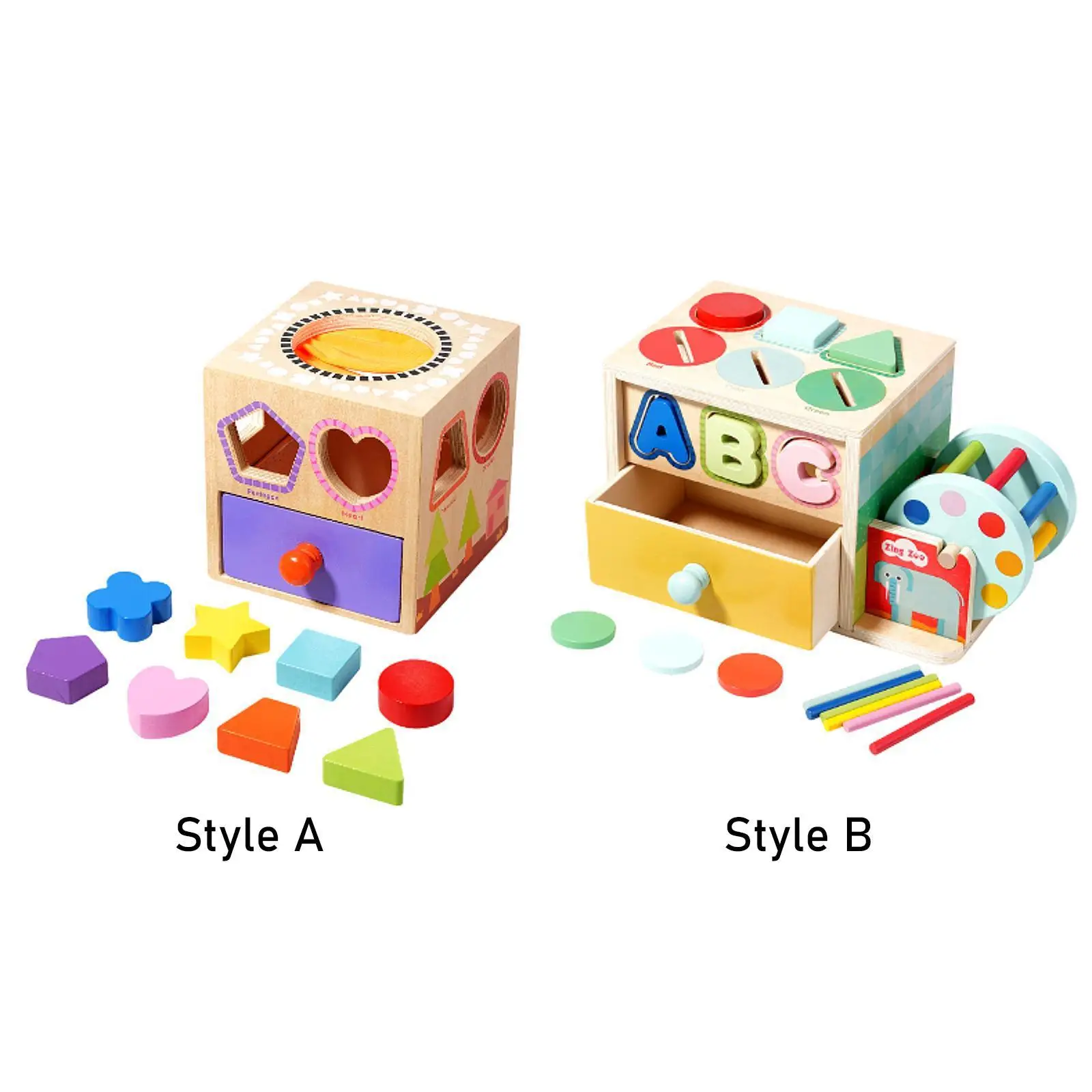 Montessori Shape Matching Toy Kids Drop Box Shape Sorting Touch Boxes Wooden Activity Busy Cube for Game Sensory Exploration