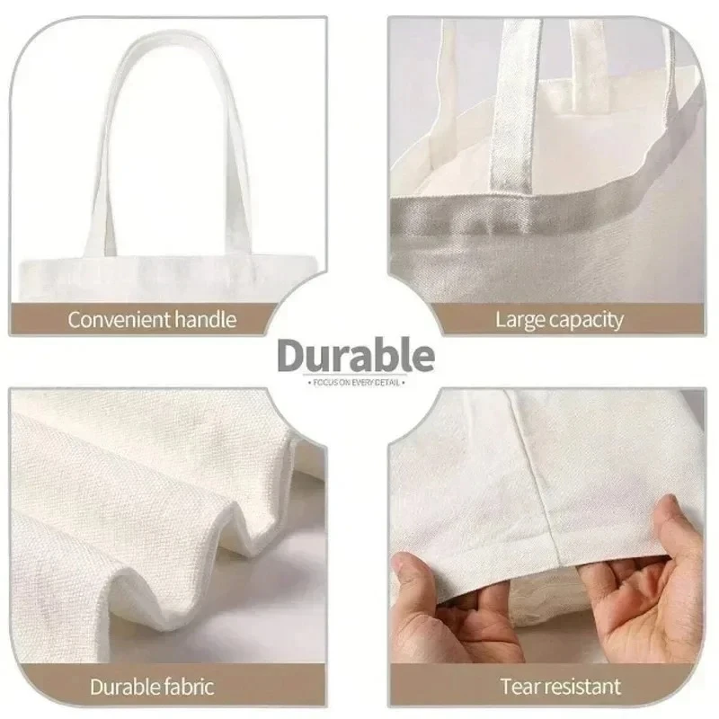 Cute Panda Print Canvas Tote Bag Kawaii Animal Eco Friendly Reusable Shoulder Bag for Women Students Daily Use view 6