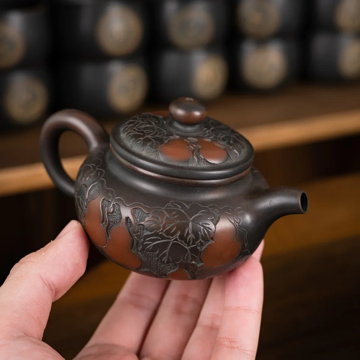 Nixing Pottery Teapot Pure Handmade Raw Ore Nickel Material Large Mouth Han Tile Pot Bronze Kung Fu Size Capacity Tea Set