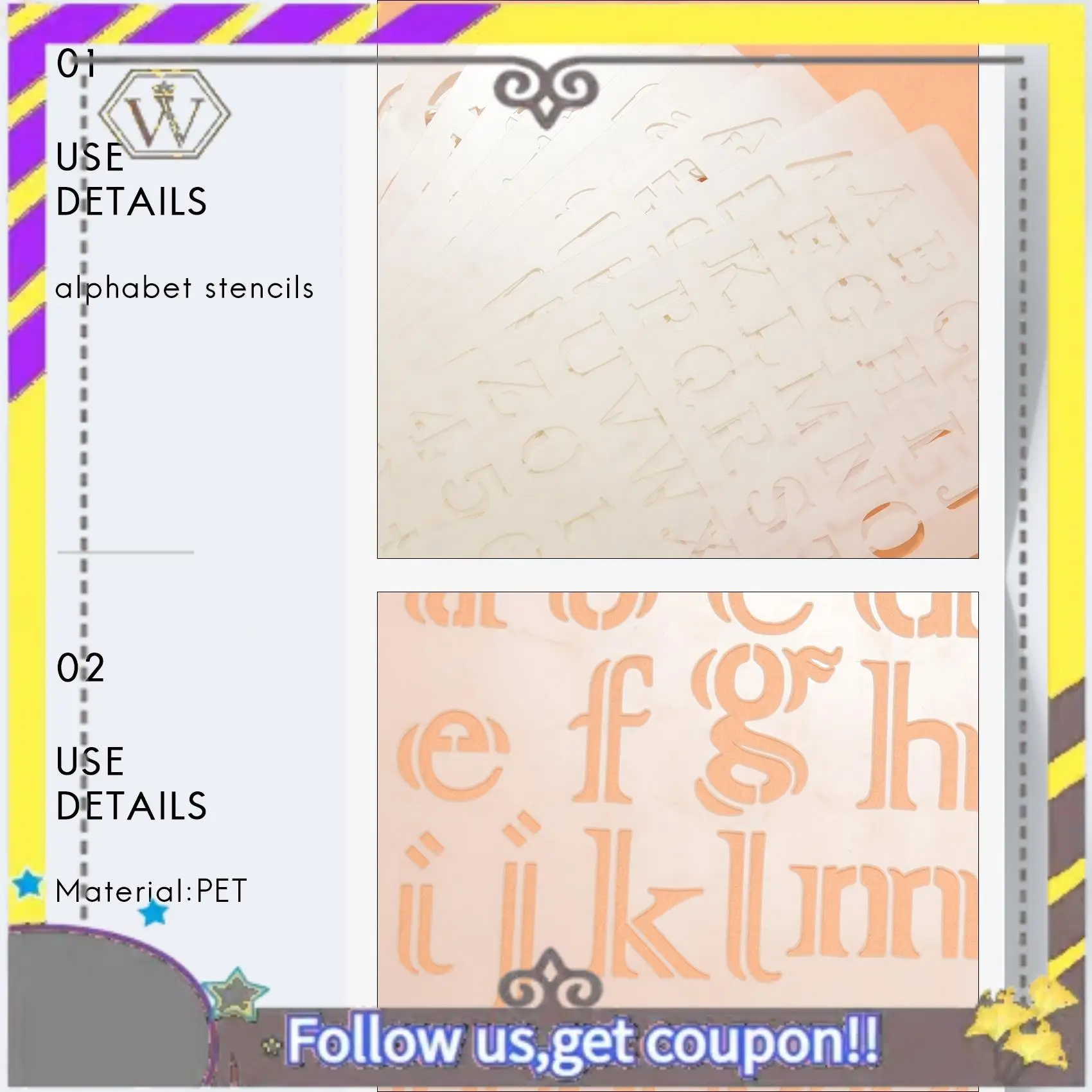 New 12 Pcs Alphabet Stencils Reusable Letter Painting Stencils Plastic DIY Drawing Spraying Scale Templates