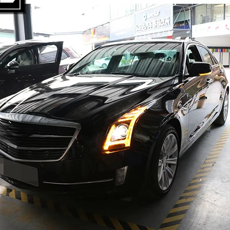 For Cadillac ATS-L Full LED Monochrome H-Type Daytime Running Light Assembly 6000K Bi-Optical Lens Headlamp for Front Vehicle