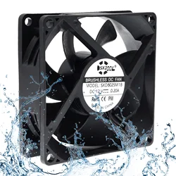 SXDOOL 80mm DC 12V Waterproof  IP68 Cooling Fan,80X80X25mm High Speed CFM 3600RPM ,for Computer Chassis Cabinets PC Cooler