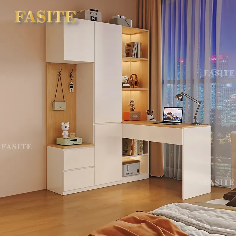 for Wardrobe Desk Integrated Combination Cabinet Multi Functional Household Bedroom Small Apartment Learning Storage