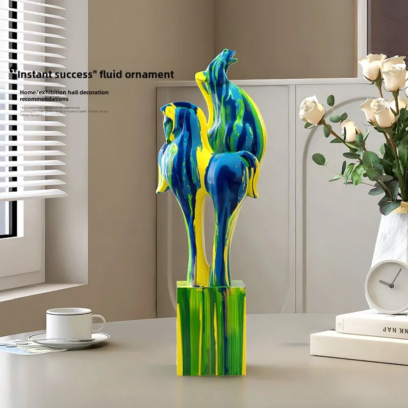 

Home Decor Sculptures & Figurines Decoration Accessories Trendy Fluid Horse Desktop Ornament Living Room Resin Animal Statues