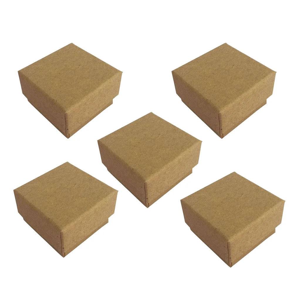 

5 шт., подарочные коробки для ювелирных изделий из крафт-бумаги, квадратные винтажные упаковочные коробки для сережек, ожерелий, колец, хранения, вечеринки, свадьбы