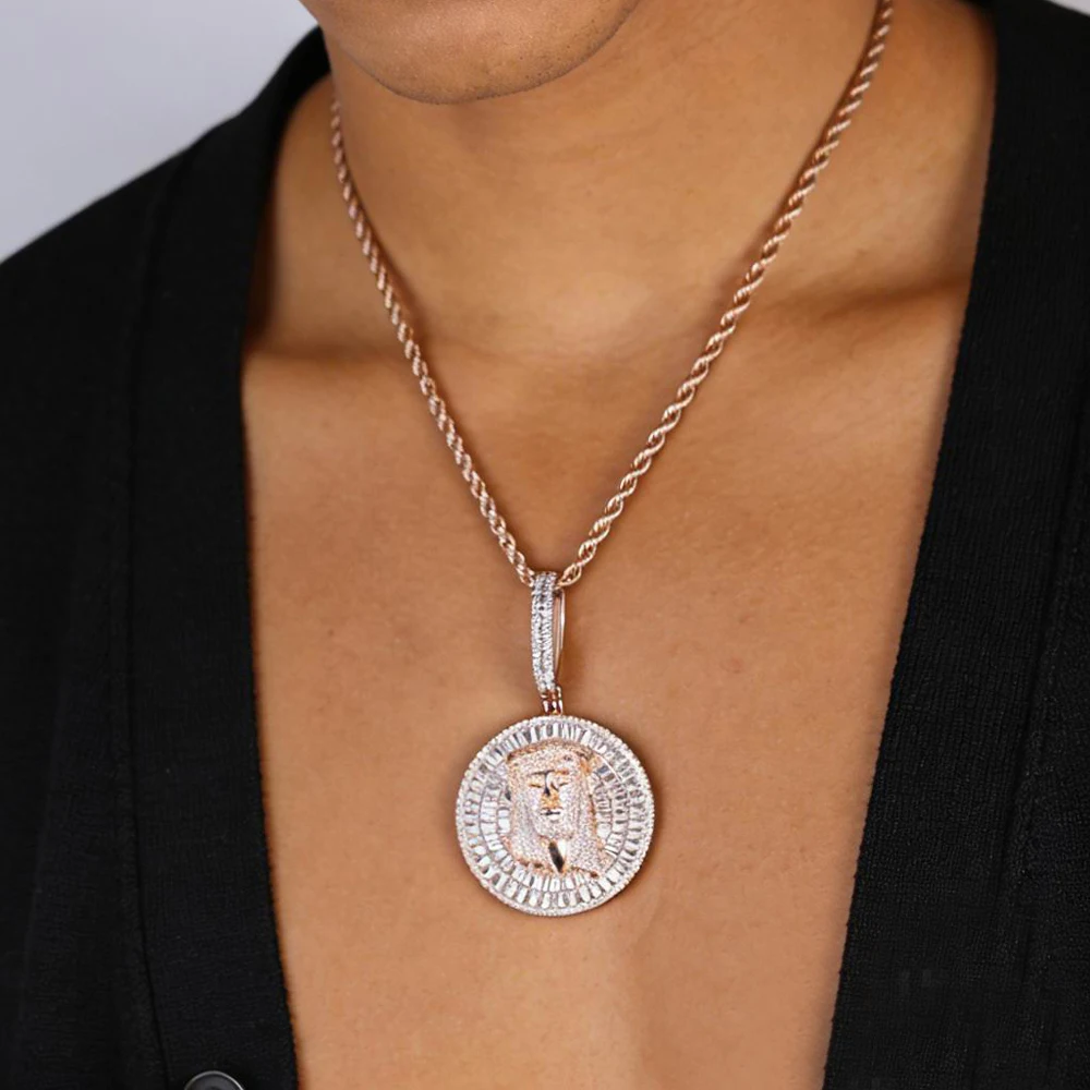 New Iced Out Bling Zircon Jesus Faith Charm Pendant Necklace for Men Hip Hop Fashion Charm Jewelry