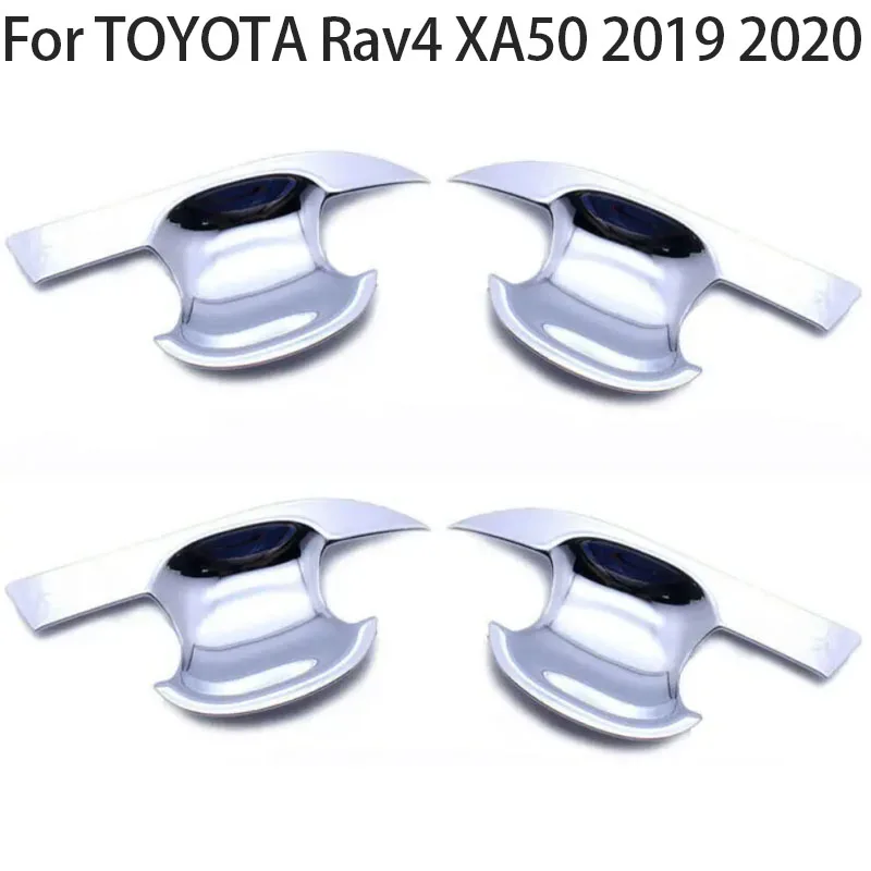 

For TOYOTA Rav4 XA50 2019 2020 Car Exterior Door Handles Bowl Covers Overlays Protection Catch Cap Sticker Chrome Style