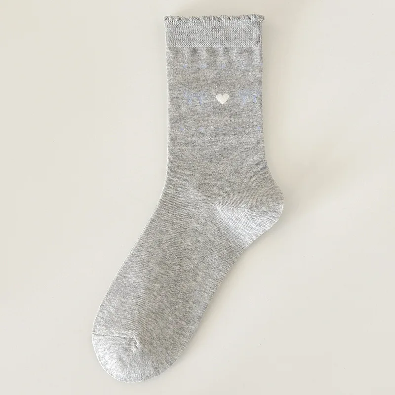 1/6 أزواج من الجوارب النسائية الجديدة المصنوعة من القطن الخالص مع أقواس ربيع الخريف وقلوب لطيفة وجوارب غير رسمية بسيطة ومريحة