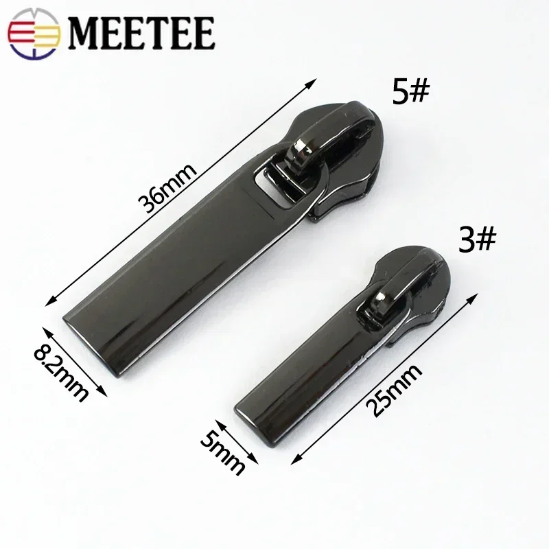 Meetee 10/20/50Pcs 3# 5# Zipper Sliders for Nylon Zips Tape Bag Garment Jacket Zip Puller Head Repair Kit DIY Sewing Accessories