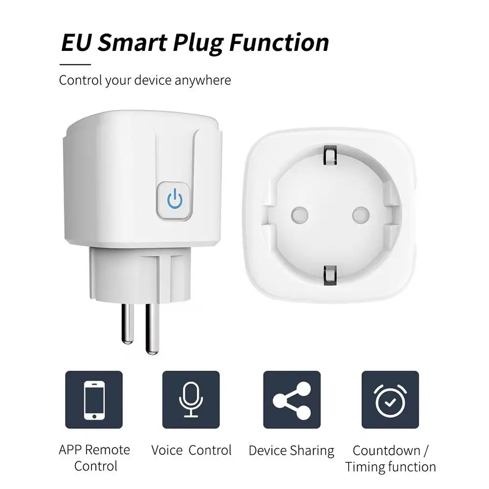 New EU Smart Plug Power Monitor 16A Smart Timer Function Remote Voice Control WiFi Plug Smart Home