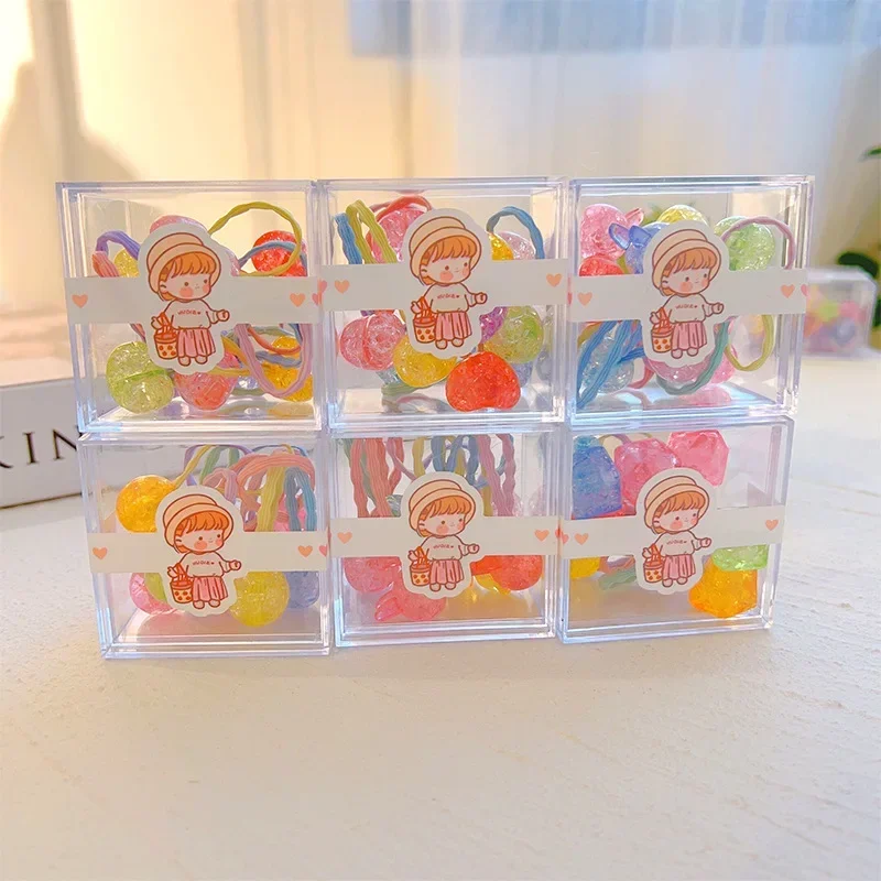 10pcs/box Cute Kids Girl Hairband Lovely Cartoon Candy Color Hair Roped for Children Girl Kawaii Kid Headwear Hair Accessories