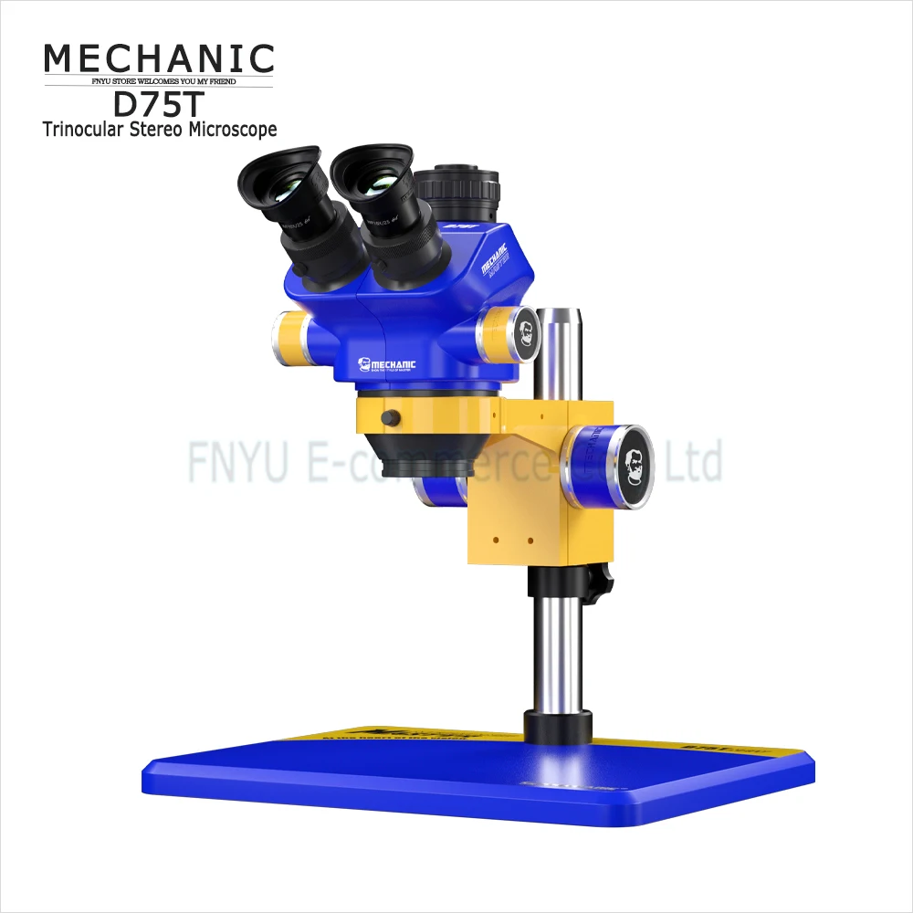 Microscopio estéreo Trinocular mecánico D75T, Zoom continuo 7X-50X, herramienta de observación biológica de detección de componentes electrónicos HD