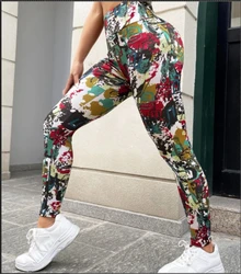 Fun personality graffiti cute casual sports high waisted hip lift tight leggings girl