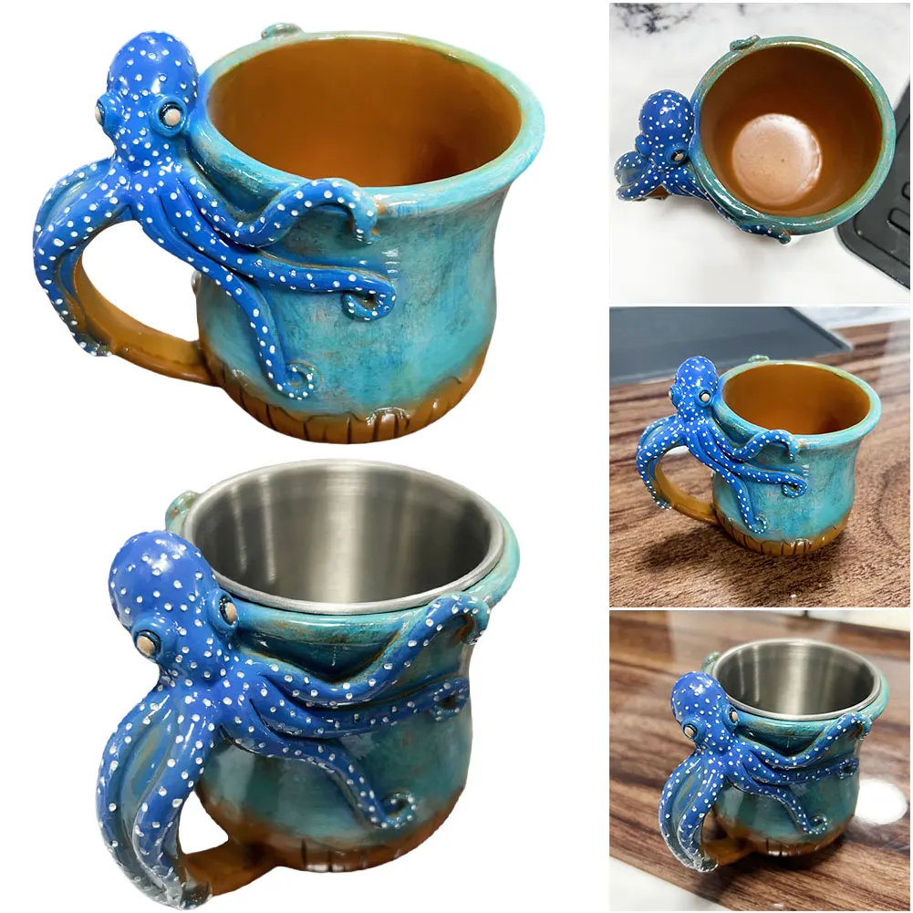 

Novelty Octopuses Mug Handmade Statue Sea Animal Mug with Handle Coffee Milk Tea Cup for Coffee Milk Tea Enthusiasts Gifts