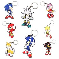 Sonic Anime Silicone Keychain Kawaii Cartoon Figure Amy Rose Team Dark Doll Key Chain Keyring Key Charms Kids Birthday Toys Gift