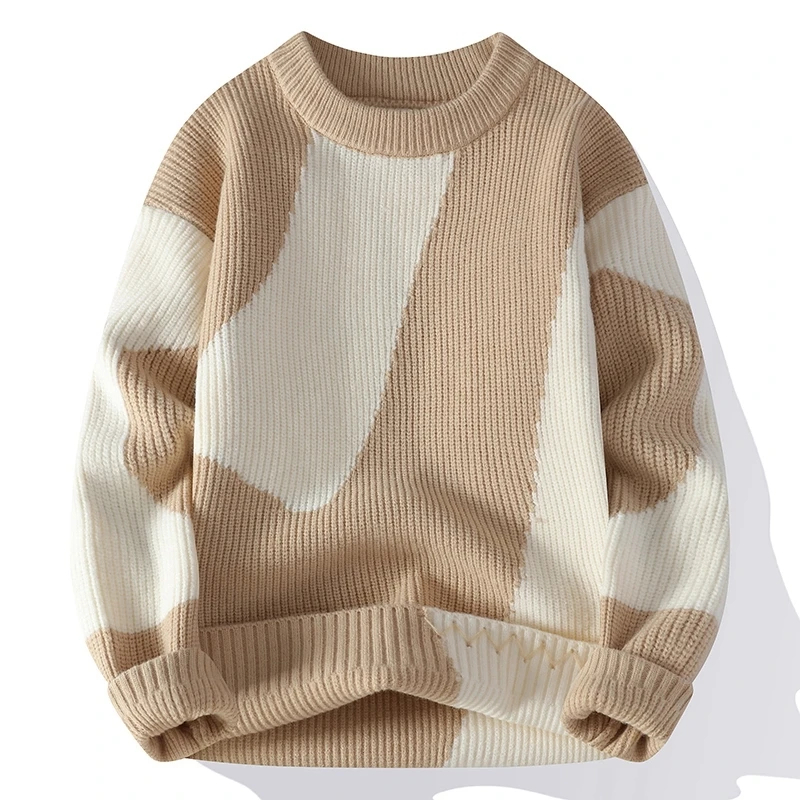 Men's High Quality Autumn Winter Long Sleeves Knit New Sweater Round Neck Jacquard Keep Warm Pullover Trend Leisure Fashion Tops