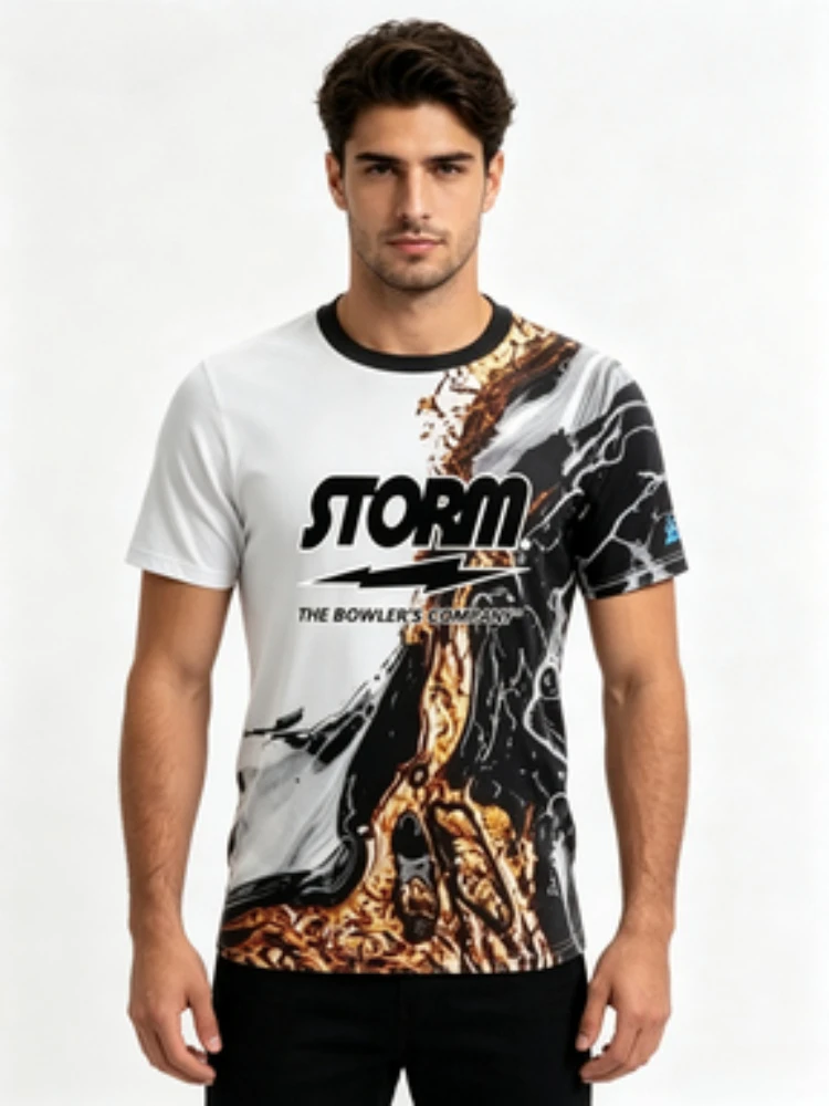Men Bowling Jersey Storm The Bowler's Company 3D Full Print Marble Fluid Graphic T Shirt Quick Dry Sports ShortSleeveCrewNeckTee