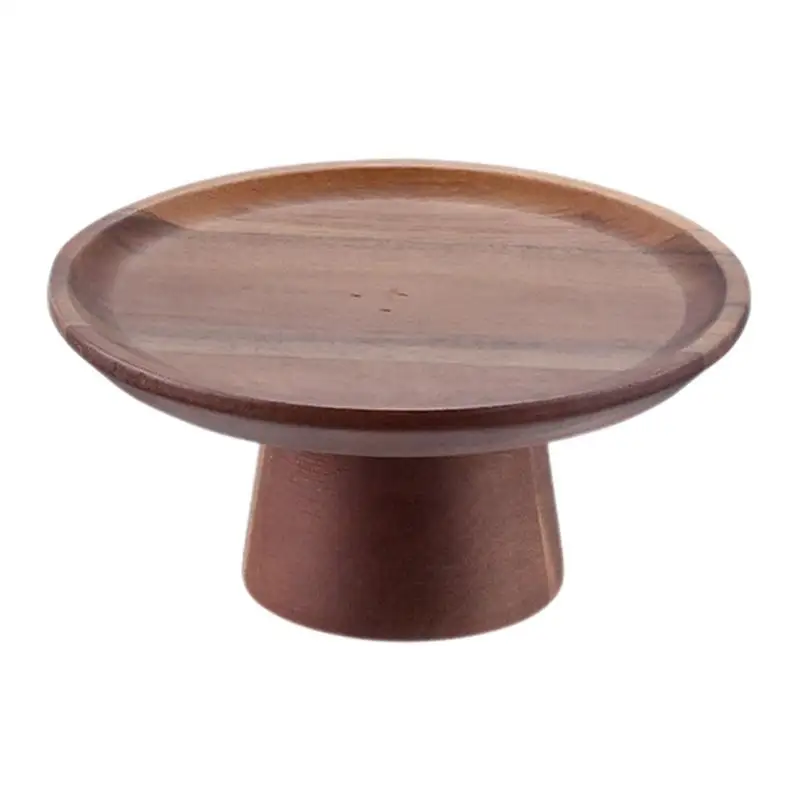 Wood Cake Stand Refreshment Tray With High-Leg Refreshment Tray Desktop Serving Dish Food Storage Tray Natural For Wedding Party