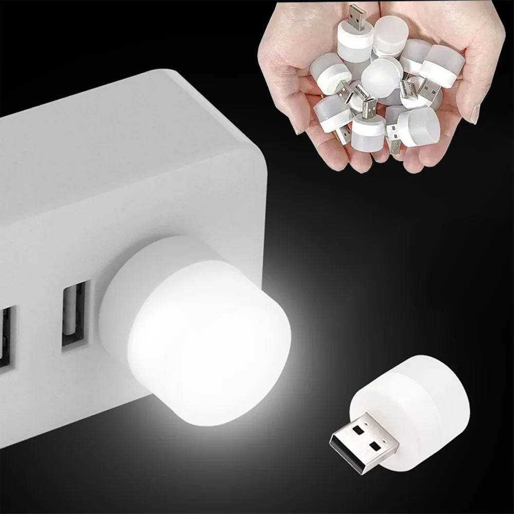 1-10Pcs Mini USB Night Light LED Night Lamps Warm White Eye Protection for Book Reading Portable Computer Mobile Power Charging