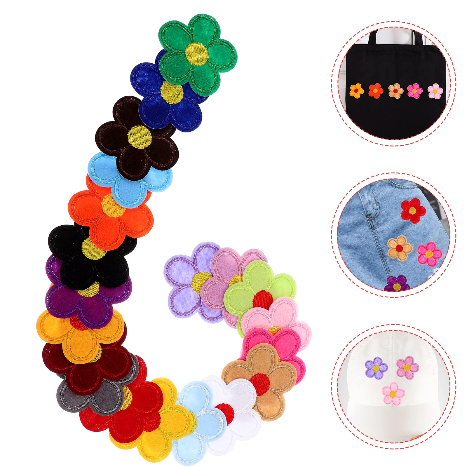 

40pcs Embroidery Iron On Clothing Repair Fabric Appliques For Shirts Sweaters Bags Hats Flower Patches Sew On Decorative Clothes