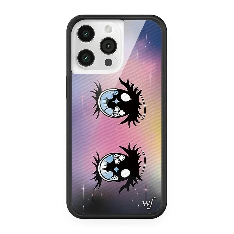 

Wildflower INS Cute Black Big Eyes Cool Phone Case For iPhone 15 12 14 17 16 13 Pro Max Plus Air WF Big Eyes shockproof Cover﻿