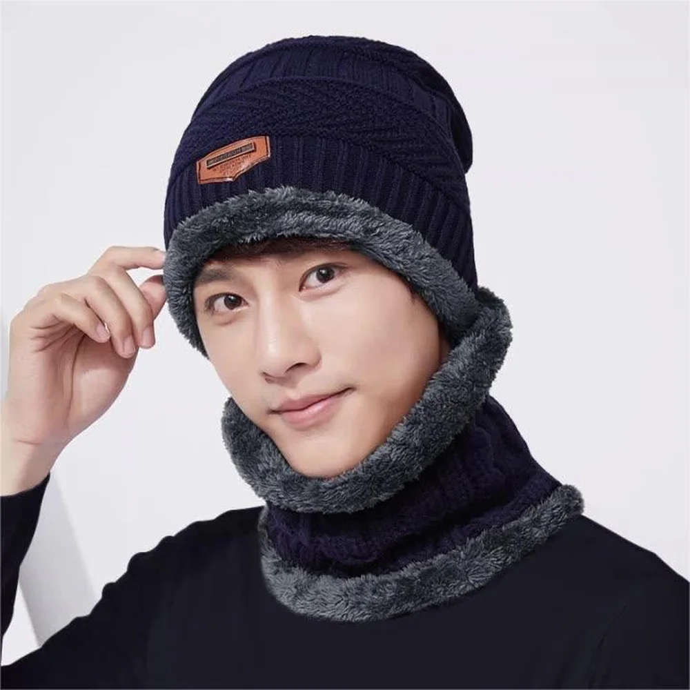 

Winter Hats Scarf For Men Beanie Hat Winter Cap Men Women Wool Scarf Caps Balaclava Mask Bonnet Knitted Hat Warm Neck Warmer