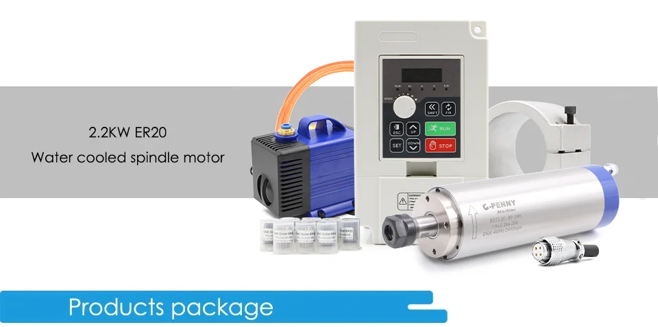 G-Penny 220V 2,2kW ER20 80mm Wassergekühlter Spindelmotor-Kit mit Keramikkugellager und 2,2kW H100 Wechselrichter für CNC-Fräsmaschine – Detail 1