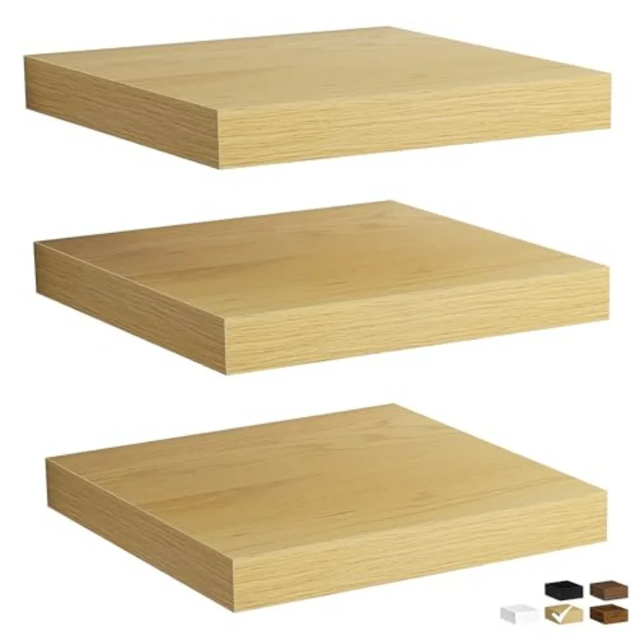 

Rustic Wood Floating Shelves for Wall Space-Saving Wall Mounted Shelves for Bathroom Bedroom Living Room and Kitchen Stylish St