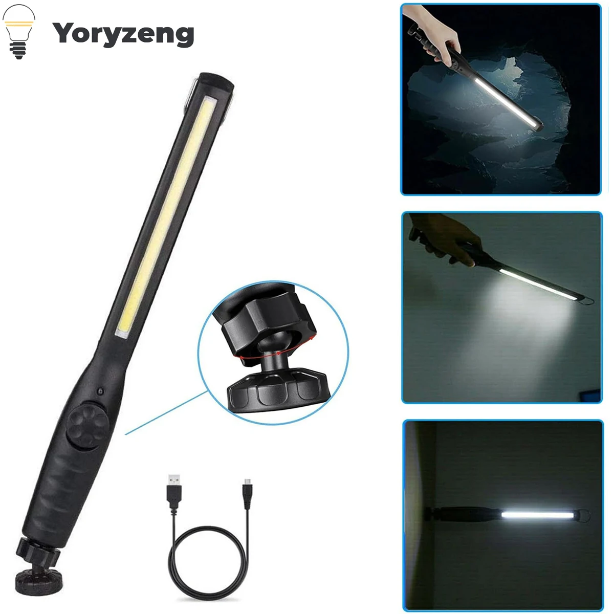 

Портативный светодиодный рабочий фонарь COB, беспроводная магнитная многофункциональная инспекционная лампа 360° ° Вращающийся для ремонта автомобилей, домашнего гаража, аварийной помощи