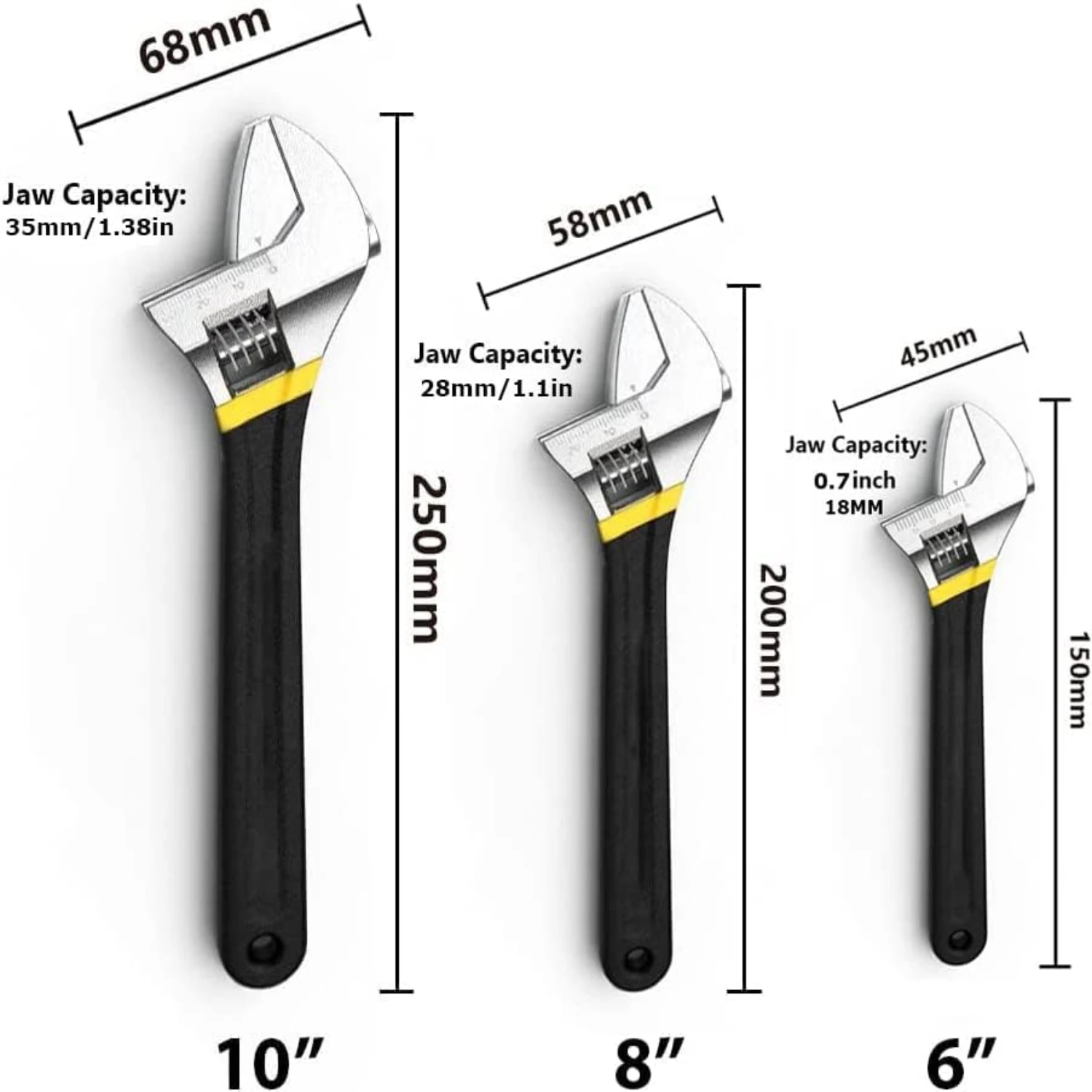 Effortless Tightening and Loosening of Nuts and Bolts with this Convenient and Versatile Adjustable Wrench Set - Perfect for DIY