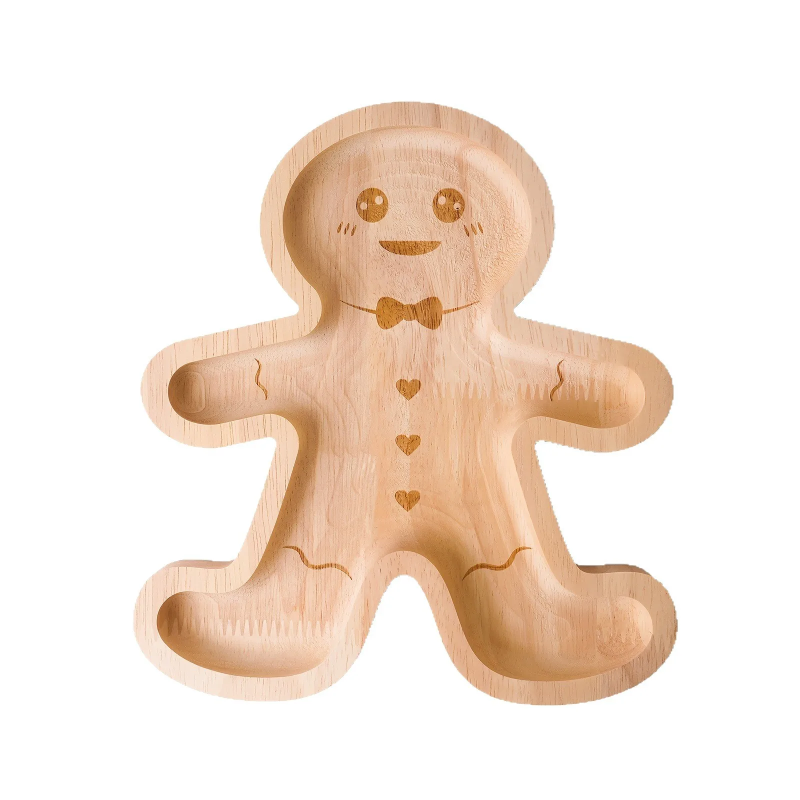 Wooden Christmas Gingerbread Man Tray Creative Baking Dish Serving Plate Snack Board Decor
