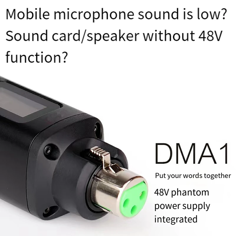 Rechargeable Dynamic Microphone Preamplifier LCD Screen 12DB-39DB Built-In Rechargeable Amplifier For SM58