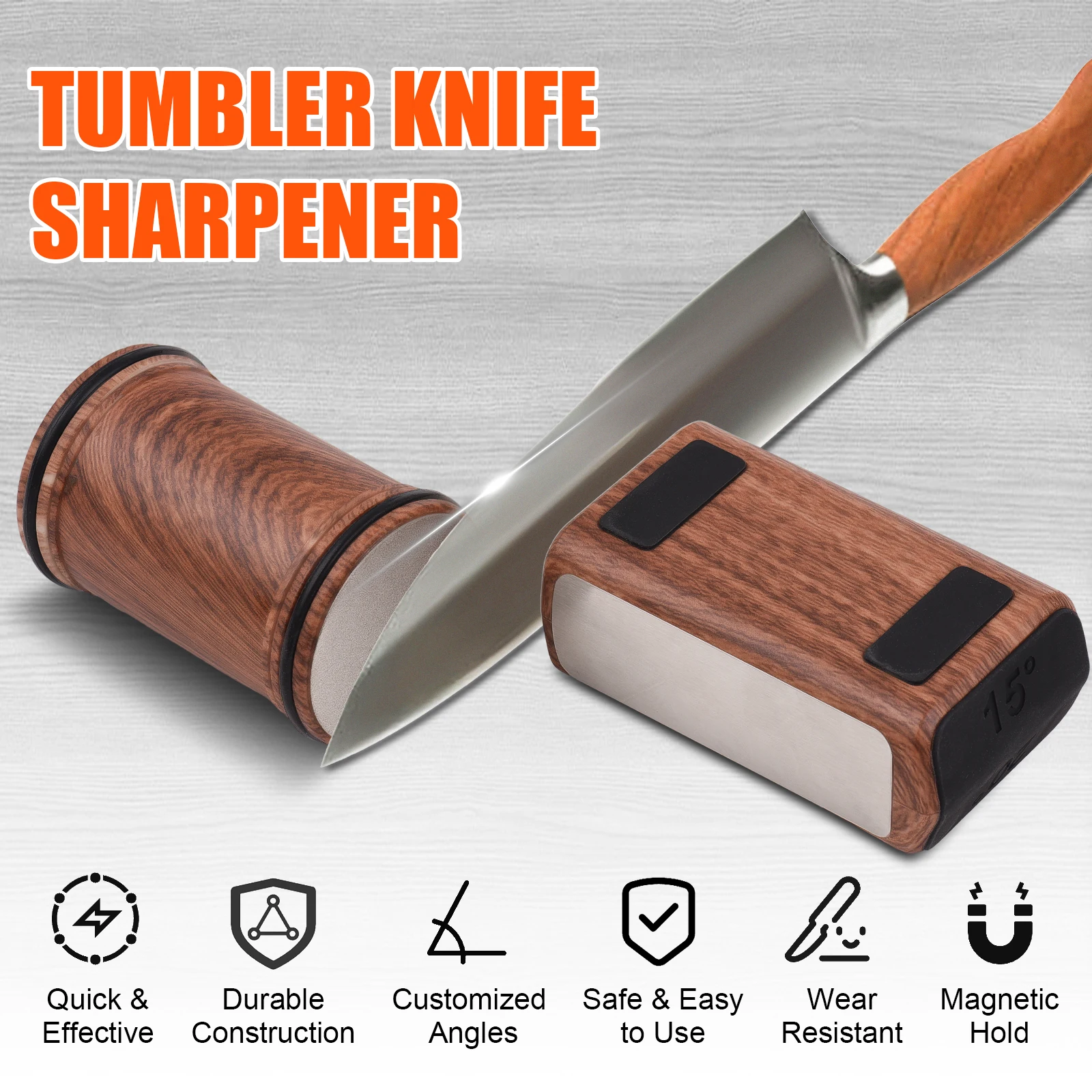 

Tumbler Rolling Knife Sharpener Detachable Knife Sharpening for Kitchen 15 and 20 Degrees Magnetic Knife Sharpening Support