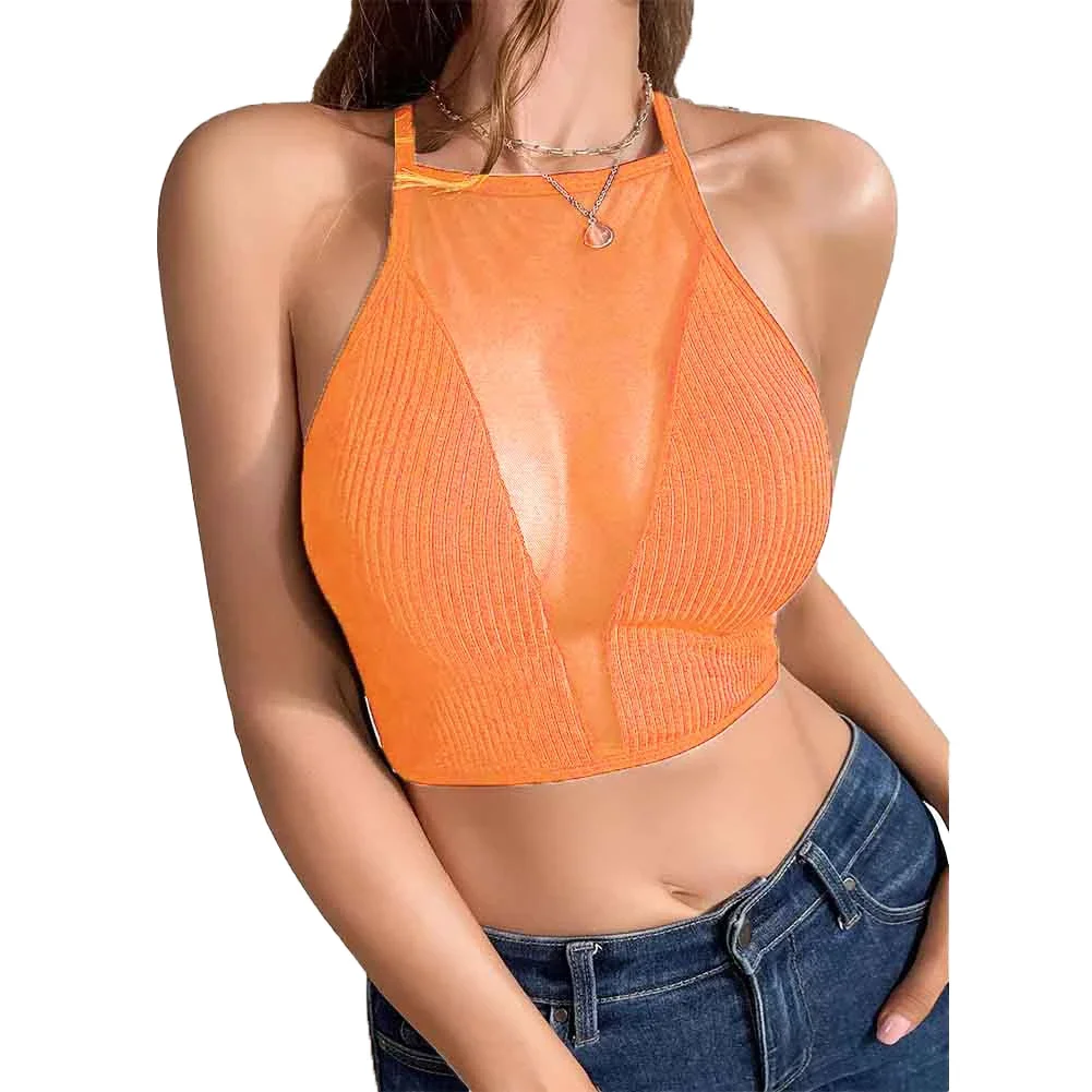 Brand New For Casual Outings Hot Girl Vest Hollow Thin Straps Solid Color Bandeau Collar Casual Style Daily Wear image 3