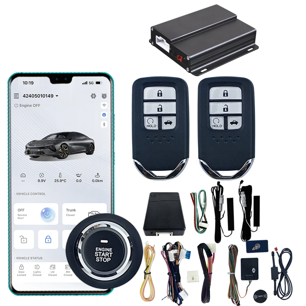 

OVI 9100 Universal SmartPhone Starter Digital Key Via Mobile App Car Alarm Anti-Theft Passive Keyless Entry Remote Starter Car