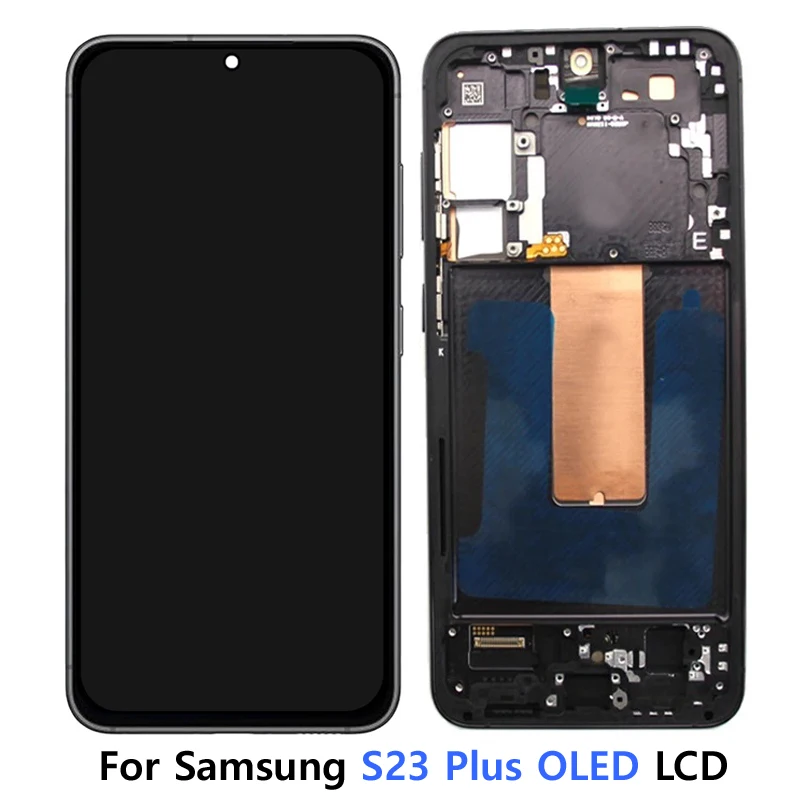 100% Test OLED S23+ LCD For Samsung S23 Plus LCD Display Touch Screen With Frame Assembly Replacement S916B S916U LCD Screen