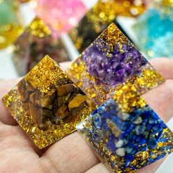 Pirámide de cristal curativo de Reiki, generador de resina de energía de Chakra, amatista de cuarzo, herramienta de meditación, decoración del hogar, 100% Natural