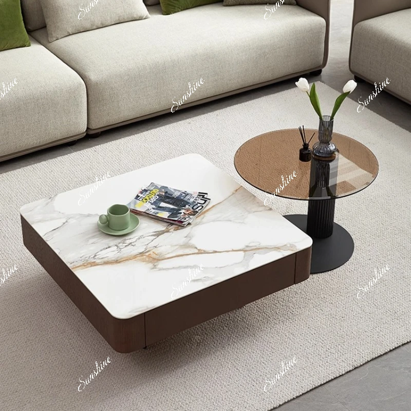 Italian minimalist rock slab coffee table size combination living room creative table
