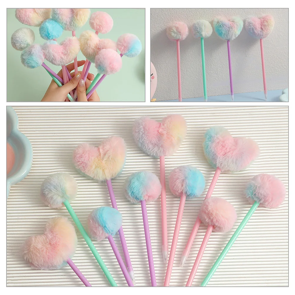 5 Pcs Hair Ball Accounting Pen Pens Pompom Fountain Abs Adorable Fluffy Write Child